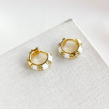 Rare Form Striped Huggie Earrings (White)