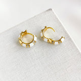 Rare Form Striped Huggie Earrings (White)