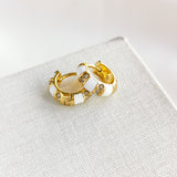 Rare Form Striped Huggie Earrings (White)