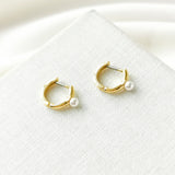 Tiny Twinkles Pearl mini hoop earrings
