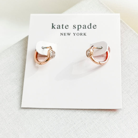 Tiny Twinkles Love Heart Rose Gold Huggie Earrings