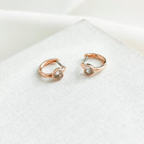 Tiny Twinkles Love Heart Rose Gold Huggie Earrings