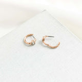 Tiny Twinkles Love Heart Rose Gold Huggie Earrings