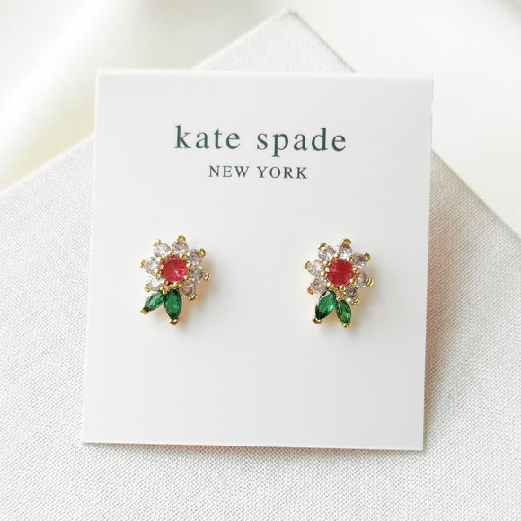 New Bloom Flower Gold Multi Color Stud Earrings