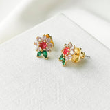 New Bloom Flower Gold Multi Color Stud Earrings