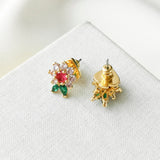 New Bloom Flower Gold Multi Color Stud Earrings