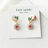 New Bloom Flower Gold Multi Color Huggies Earrings