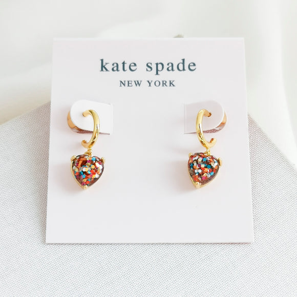 My Love Glitter Heart Huggies Earrings