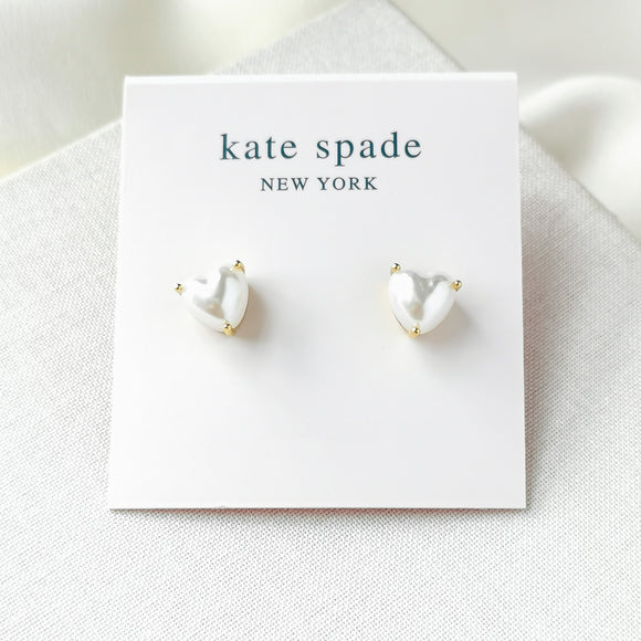 My Love Heart Gold Pearl Stud Earrings