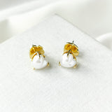 My Love Heart Gold Pearl Stud Earrings