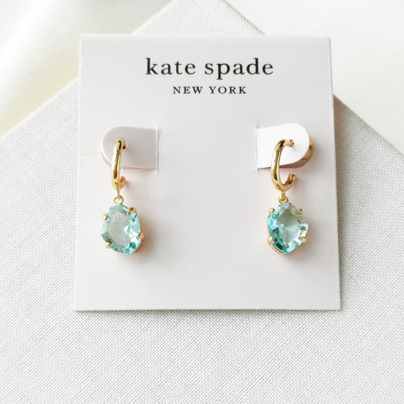 Treasure Trove Light Blue Gold Huggies Earrings