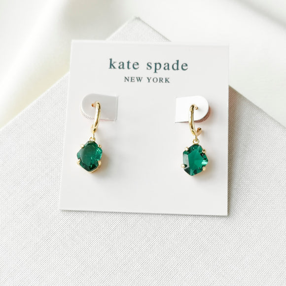 Treasure Trove Green Gold Huggies Earrings