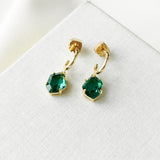 Treasure Trove Green Gold Huggies Earrings