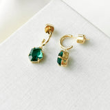Treasure Trove Green Gold Huggies Earrings