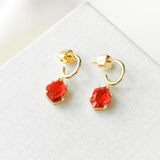 Treasure Trove Fuchsia Gold Huggies Earrings