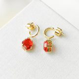 Treasure Trove Fuchsia Gold Huggies Earrings