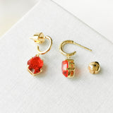 Treasure Trove Fuchsia Gold Huggies Earrings