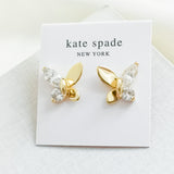 Social Butterfly Gold Clear Stud Earrings
