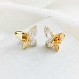 Social Butterfly Gold Clear Stud Earrings