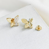 Social Butterfly Gold Clear Stud Earrings