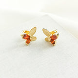 Social Butterfly Gold Red Small Stud Earrings