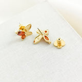 Social Butterfly Gold Red Small Stud Earrings