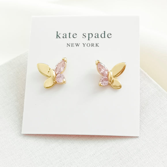 Social Butterfly Gold Pink Small Stud Earrings