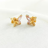 Social Butterfly Gold Pink Small Stud Earrings