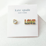 rainbow love asymmetrical studs