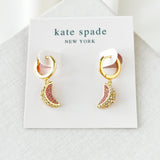 Fruit Salad Pave Grapefruit Gold Pink Huggie Earrings