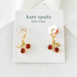 Cherry Gold Red Huggie Earrings