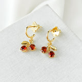 Cherry Gold Red Huggie Earrings