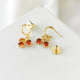 Cherry Gold Red Huggie Earrings