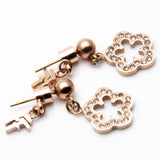Folli Follie Beautiful Clear Crystals Rose Gold flower Earrings