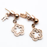 Folli Follie Beautiful Clear Crystals Rose Gold flower Earrings