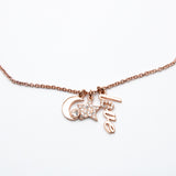 Alicia Bonnie Sparkling Clear Crystals Rose Gold star and moon Necklace