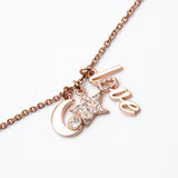 Alicia Bonnie Sparkling Clear Crystals Rose Gold star and moon Necklace