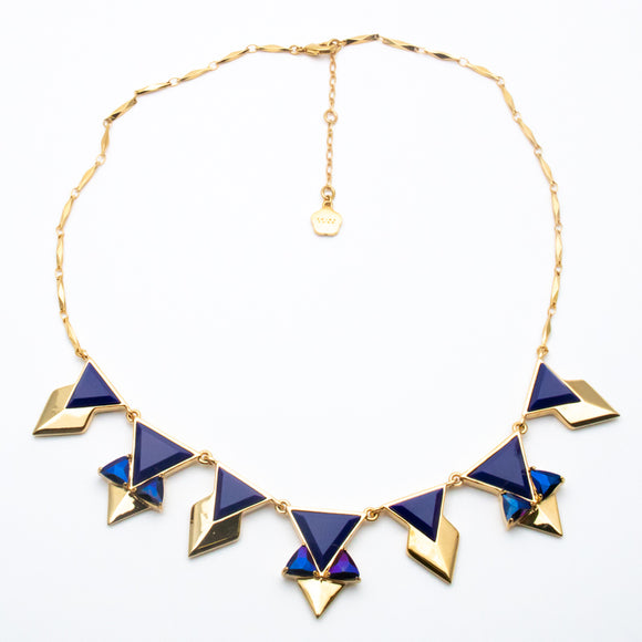 Trina Turk Sparkling Royal Blue Gemstones Gold-toned Necklace