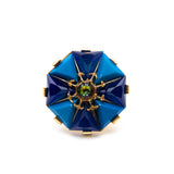 Trina Turk Statement Royal Blue Stones Gold-toned Ring