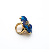 Trina Turk Statement Royal Blue Stones Gold-toned Ring