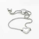 Michael Kors Silver-toned Mother Of Pearl Heart Adjustable Bracelet