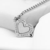 Michael Kors Silver-toned Mother Of Pearl Heart Adjustable Bracelet