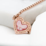 Michael Kors Rose Gold Mother Of Pearl Heart Adjustable Bracelet