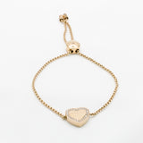 Michael Kors Clear Crystals Gold-toned Heart Adjustable Bracelet