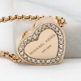 Michael Kors Clear Crystals Gold-toned Heart Adjustable Bracelet