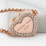 Michael Kors Clear Crystals Rose Gold Heart Bracelet