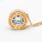 Michael Kors Clear Gemstone Pendant Gold-toned Necklace