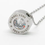 Michael Kors Clear Gemstone Pendant Silver-toned Necklace