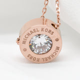 Michael Kors Clear Gemstone Pendant Rose Gold Necklace