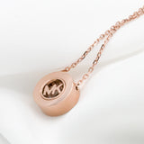 Michael Kors Clear Gemstone Pendant Rose Gold Necklace